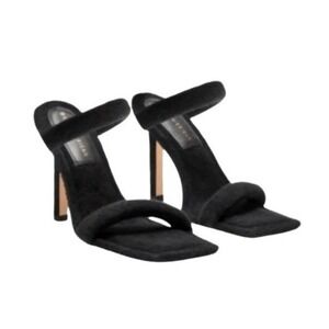 Good‎ American Black French Terry Ankle Wrap Heel Sandal Slip-On 7